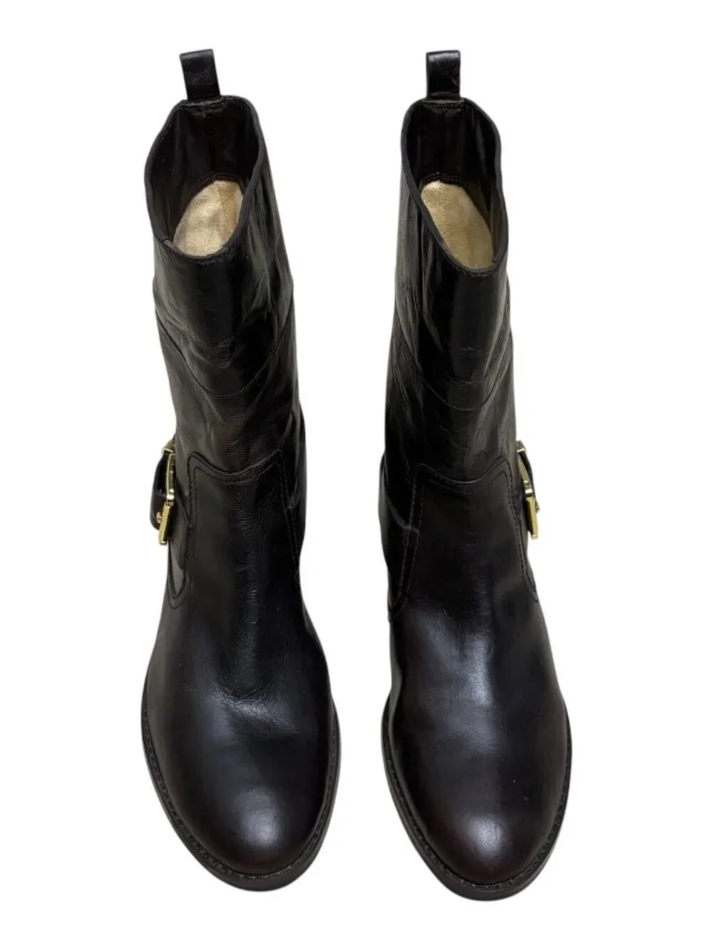 MICHAEL KORS Leather Boots Designer Calf Ankle Brown Shoes Womens 10
